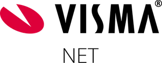 Visma.Net-logo: skrå rød cirkel, hvor et lagkagestykke er skåret ud