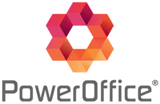 PowerOffice-logo: seks orange firkanter i forskellige nuancer, der danner en cirkel
